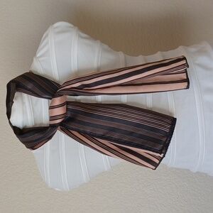 3/$25 SALE Vintage Glentex Brown & Tan Rectangle Striped Scarf, 43"x13"